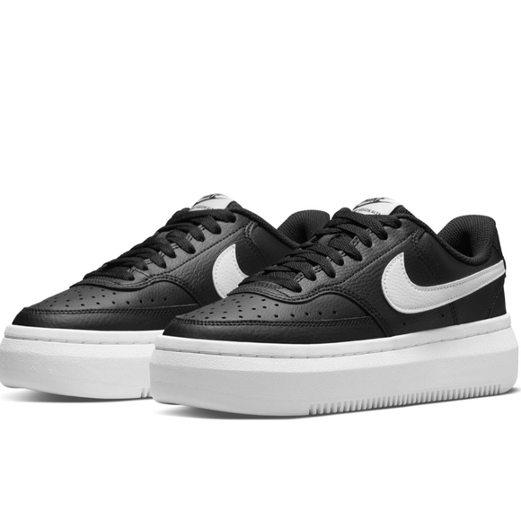 Nike Court Vision Alta Platform Sneakers Black White - Picture 1 of 6